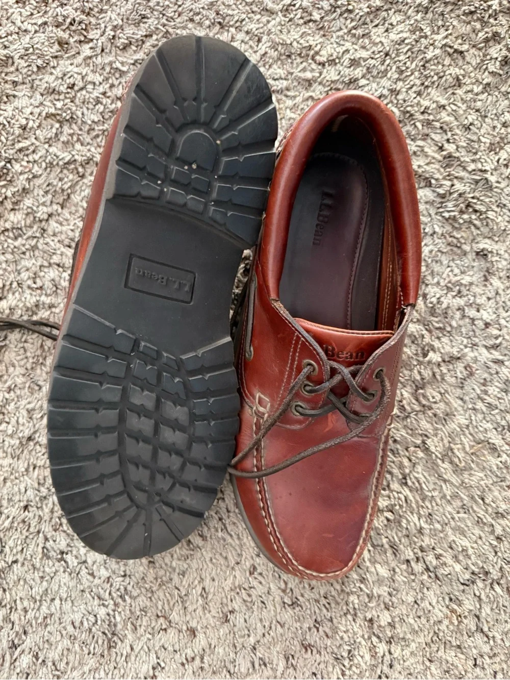 L.L. Bean Men's 3-Eye Lug Sole Leather Boat Shoes